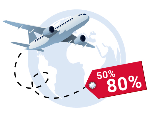 Risparmia Risparmio sulla spedizione aerea 50% a 80%